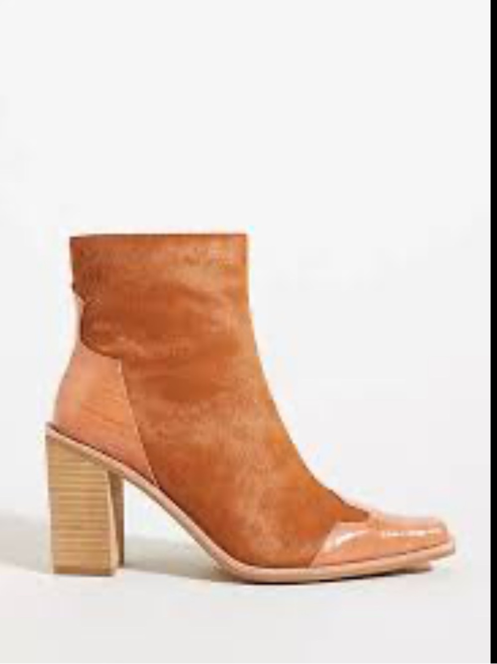 Jeffrey Campbell Orange Suede Ponyhair Ankle Boot with Block Heel